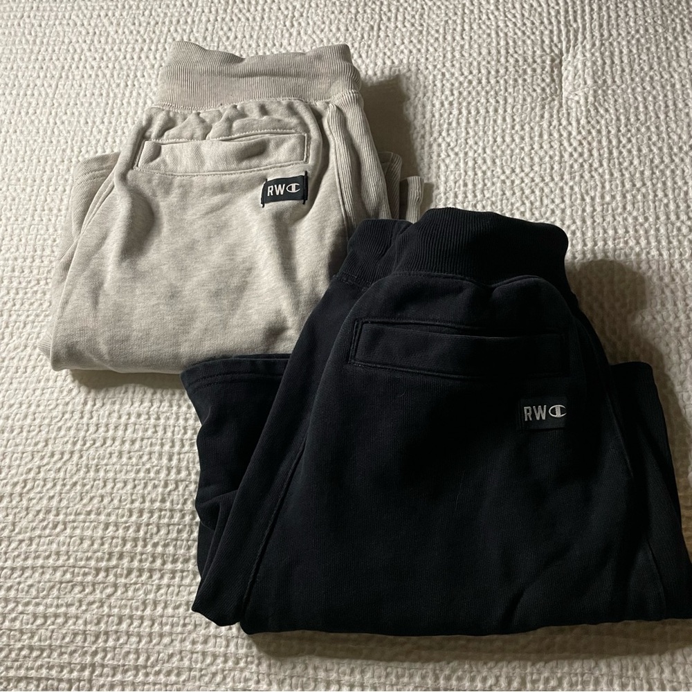 2 pair Champion Reverse Weave shorts, 1cream & 1black size Small
